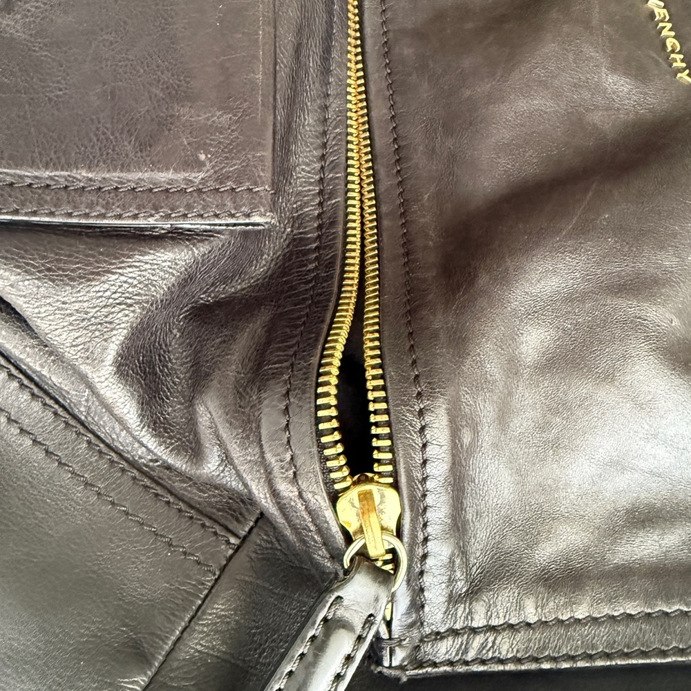 Givenchy Black Aged Leather Pandora Large Satchel Handbag Gold HW - Picture 6 of 16